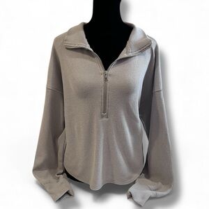 hollister golly hicks waffle gray quarter zip sweater size xs
